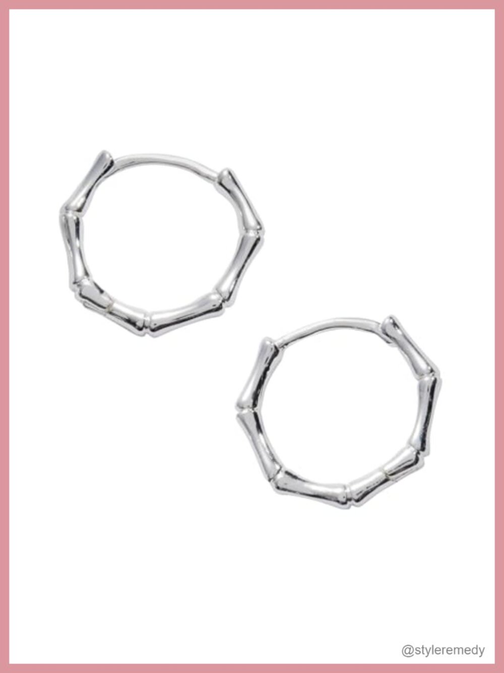 Bamboo Huggie Hoop Earrings Brass Small Lobster Claw